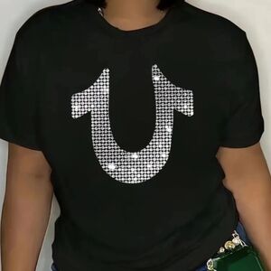 True Religion Black T-Shirt with Silver Logo